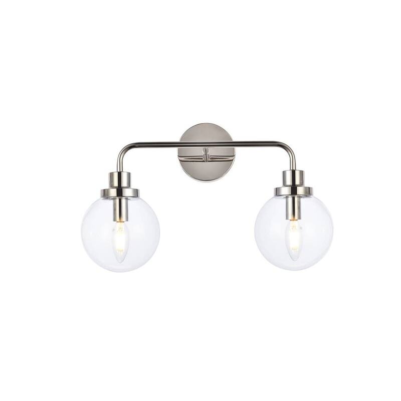 Elegant Lighting LD7033W19 Hanson 2 Light 19" Wide Vanity Light - Polished Nickel / Clear