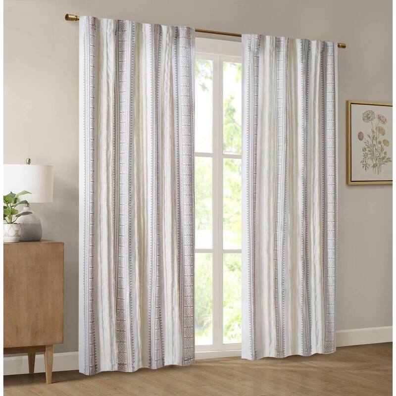 Poly Printed Curtain Panel with Tufted Stripe