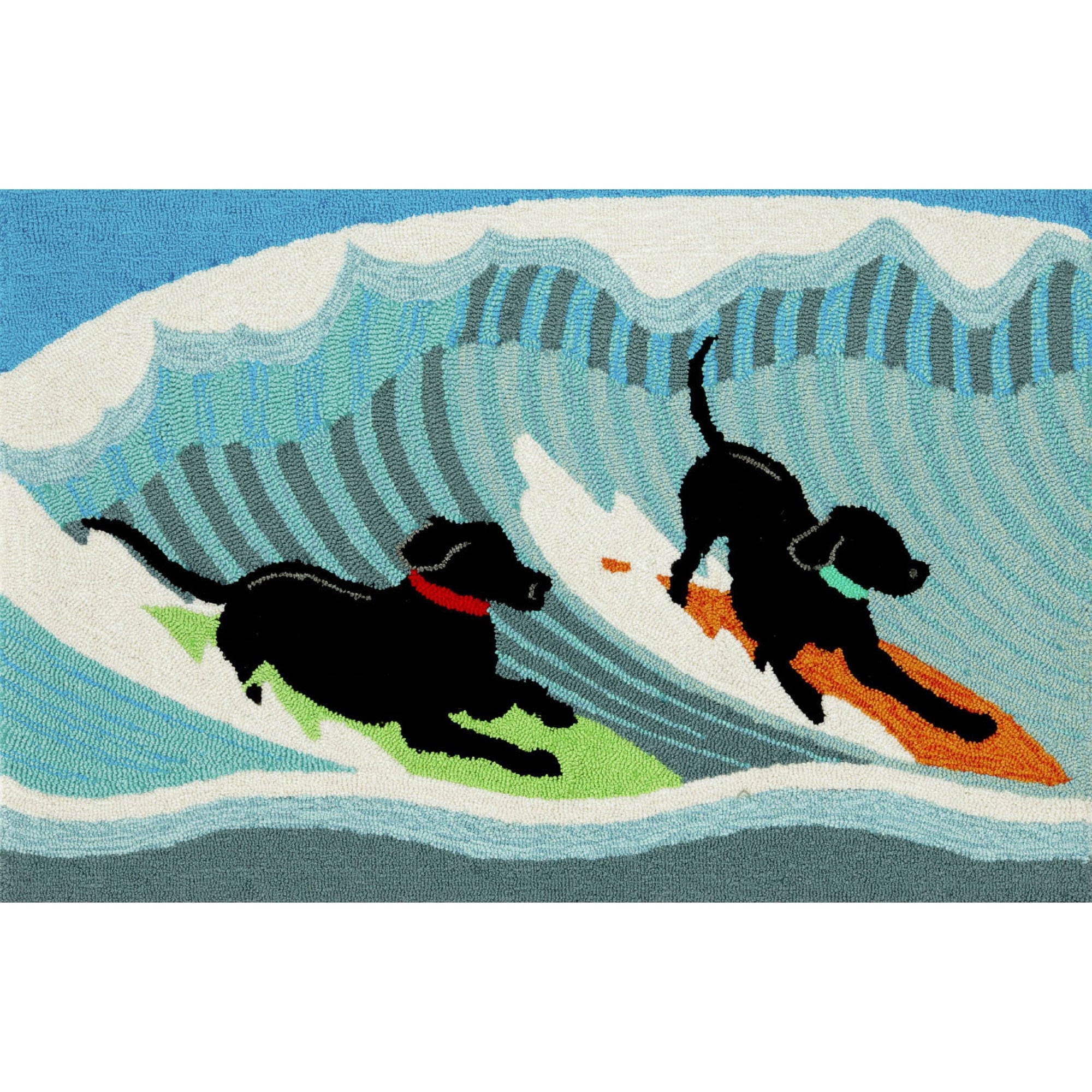 Lush Decor Frontporch Surfing Dogs Indoor/Outdoor Rug