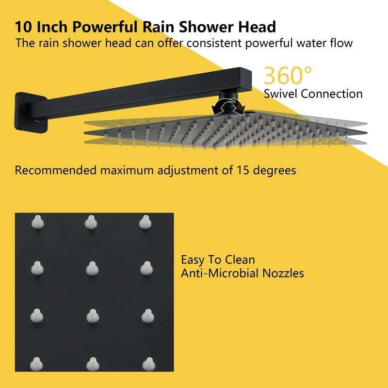 2.5 GPM 10 in. Wall Mount Dual Shower Heads with Pressure Balance Valve