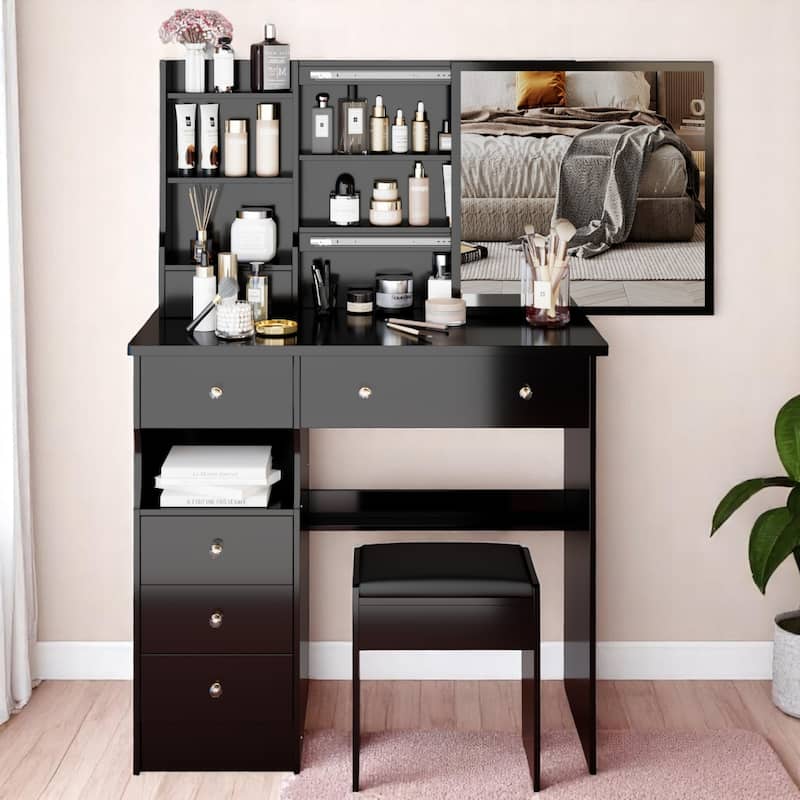 KISRAIS 37" Fashion Vanity Desk with Mirror