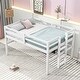 preview thumbnail 1 of 10, Wood Twin Size Loft Bed with Side Ladder and Underbed Storage Antique White