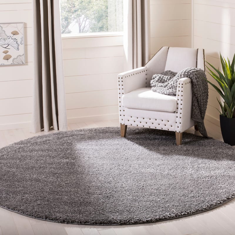 SAFAVIEH Solo Shag Etna 1.2-inch Thick Rug - 6'7" Round - Charcoal