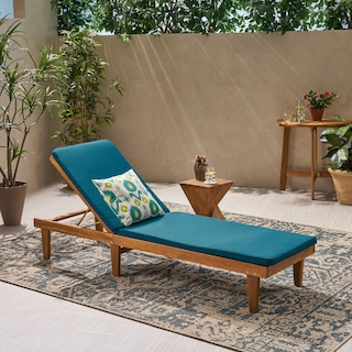 Nadine Outdoor Acacia Wood Chaise Lounge and Cushion Set by Christopher Knight Home