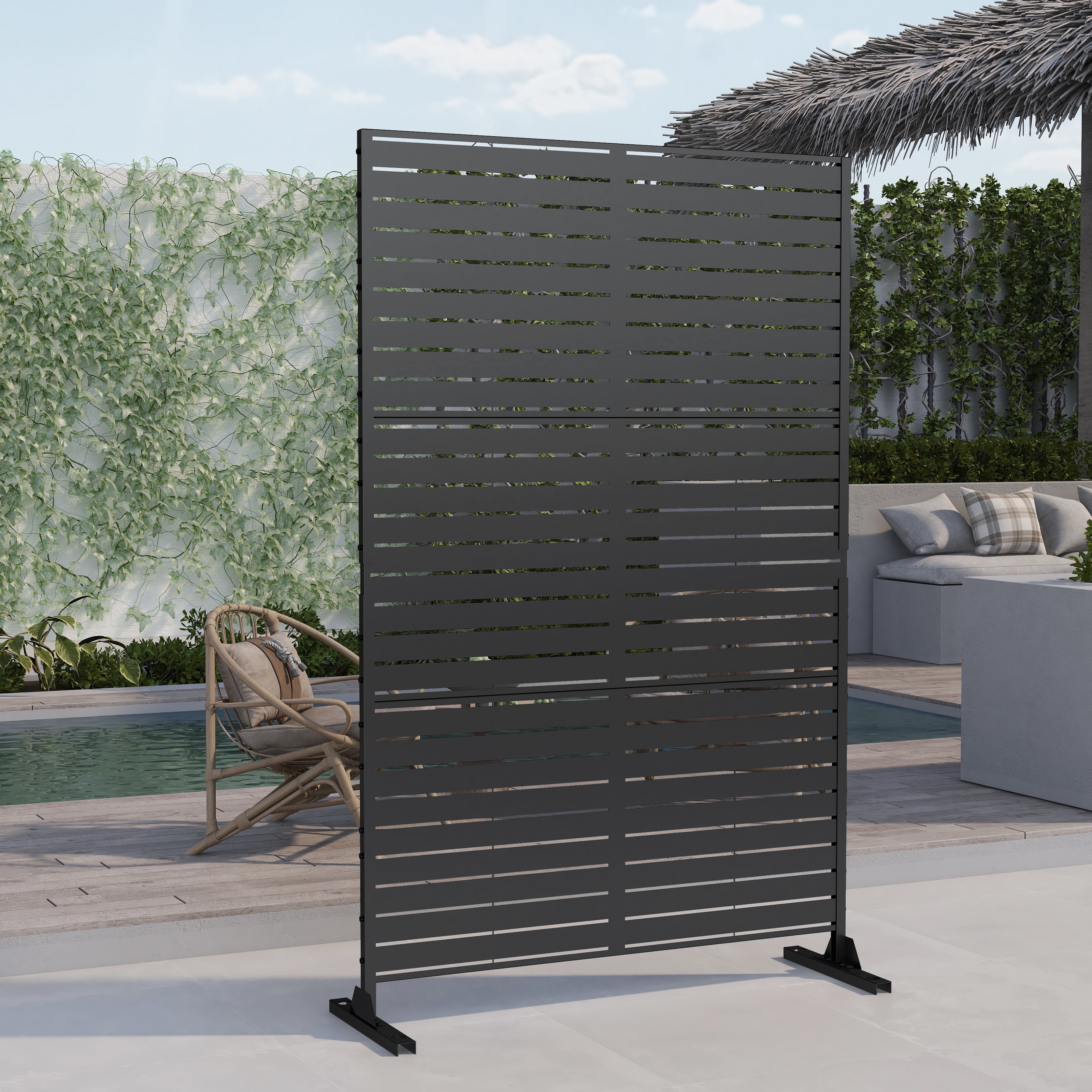 Outdoor Free Standing Metal Privacy Screen