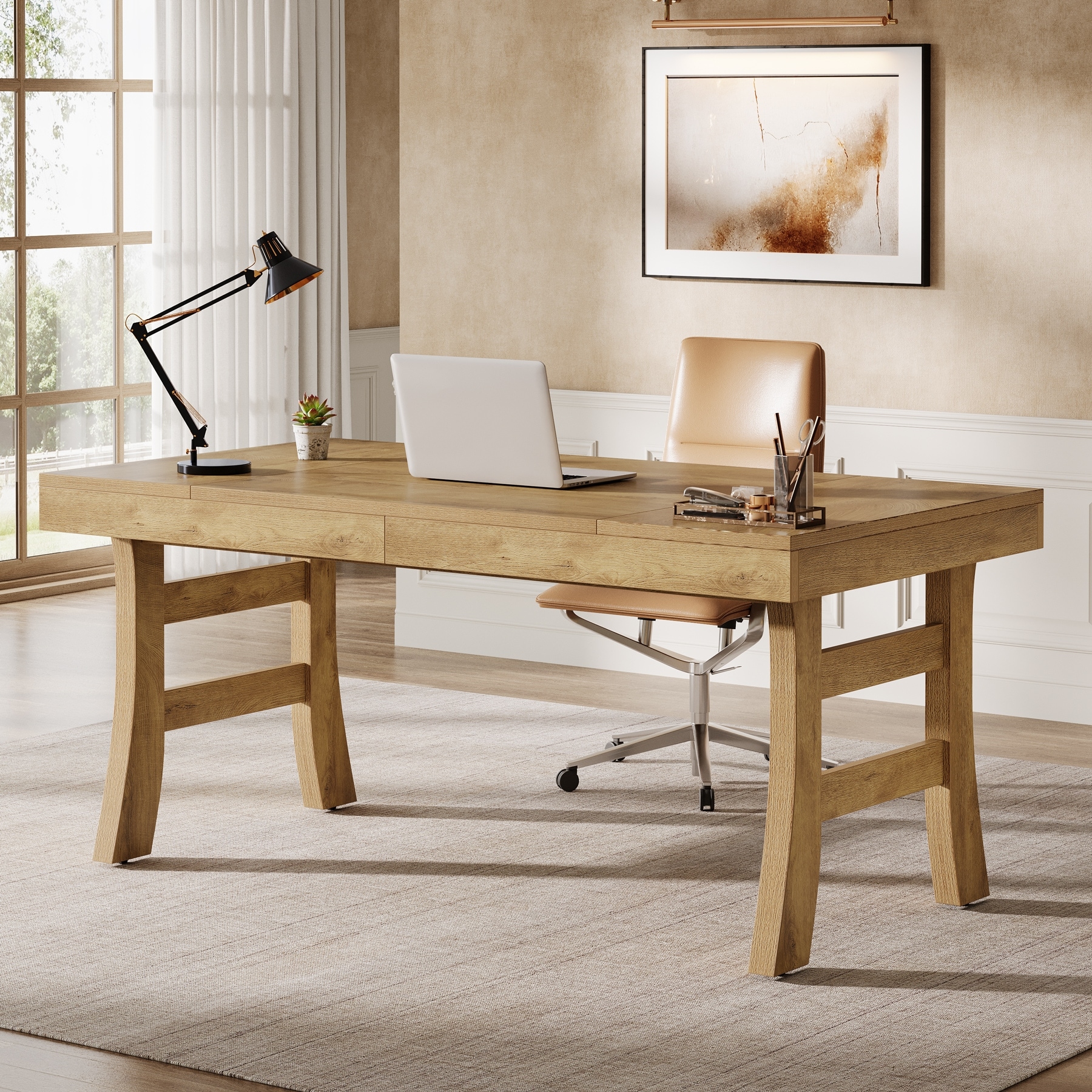 63 Inches Executive Office Desk Large Computer Table with Sturdy Legs