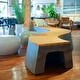 Ezra 67-inch Indoor-Outdoor Curved Concrete and Teak Bench - N/A - Bed ...