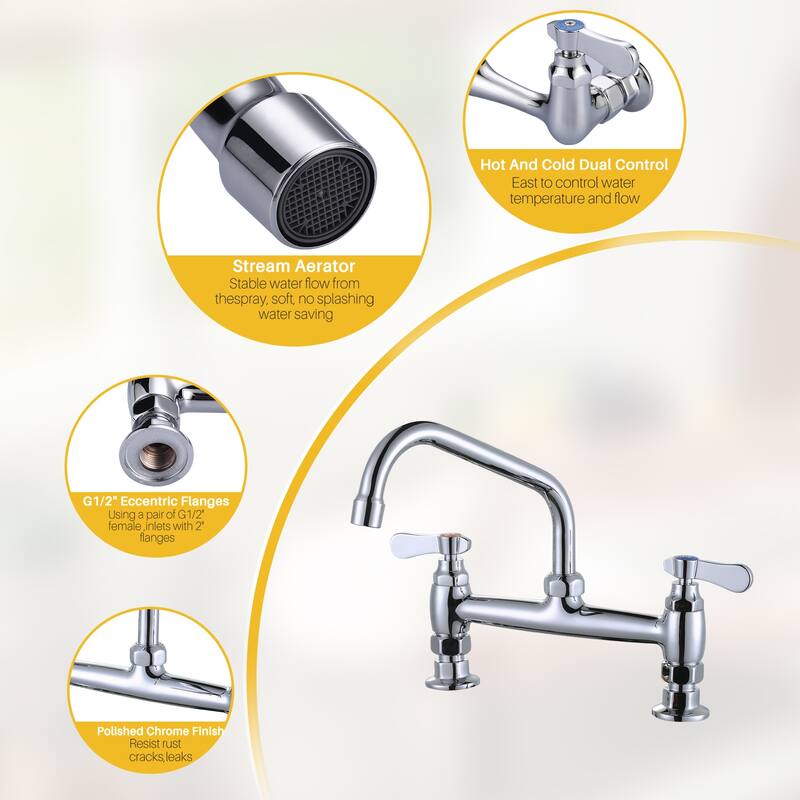 WOWOW Minimalist Bridge-Style Desk-Mounted Dual-Handle Faucet