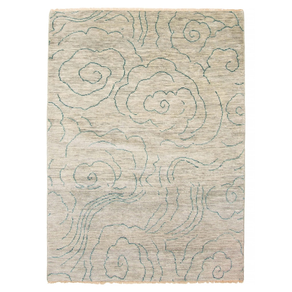 ECARPETGALLERY Hand-knotted Mystique Grey Wool Rug - 5'0 x 7'1