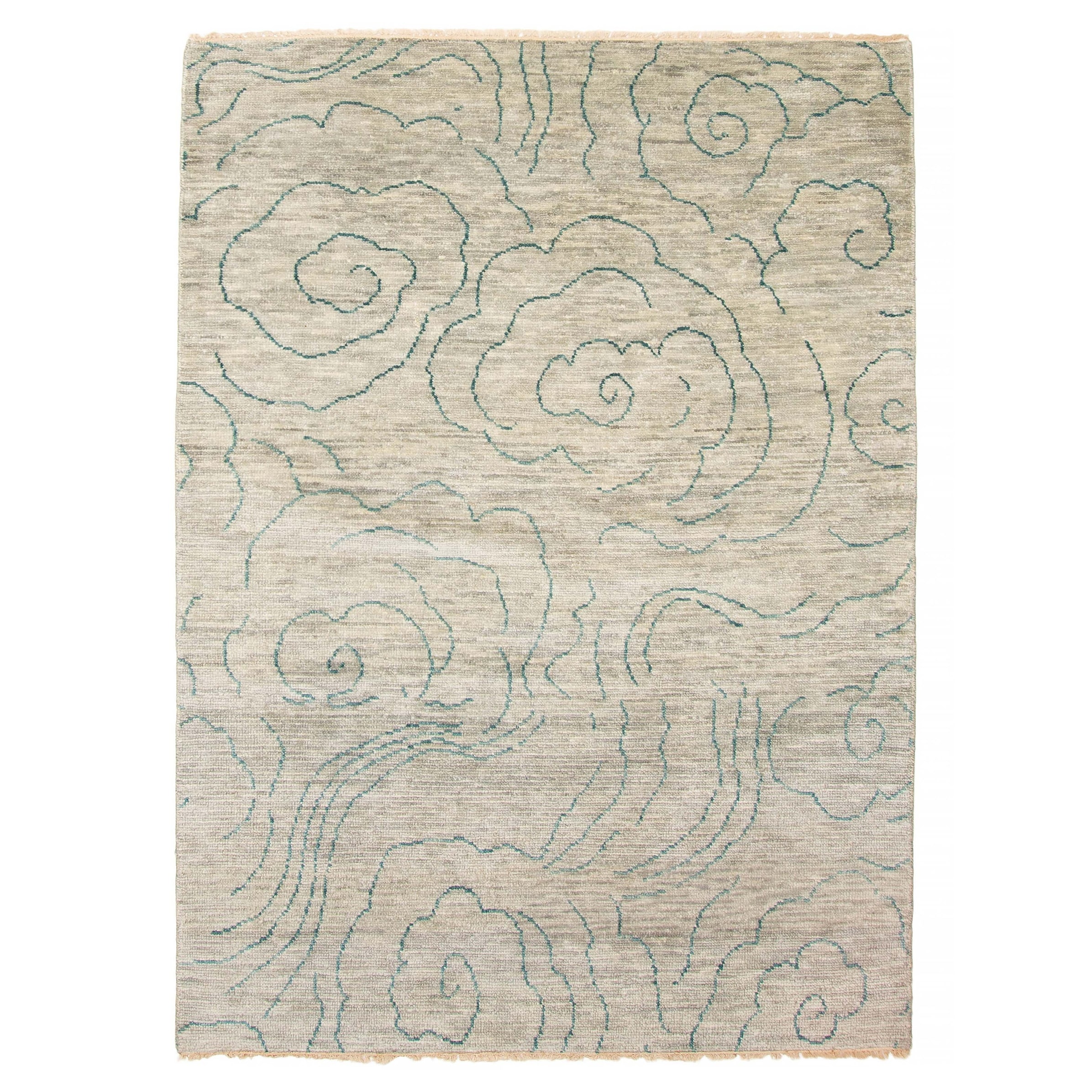 ECARPETGALLERY Hand-knotted Mystique Grey Wool Rug - 5'0 x 7'1