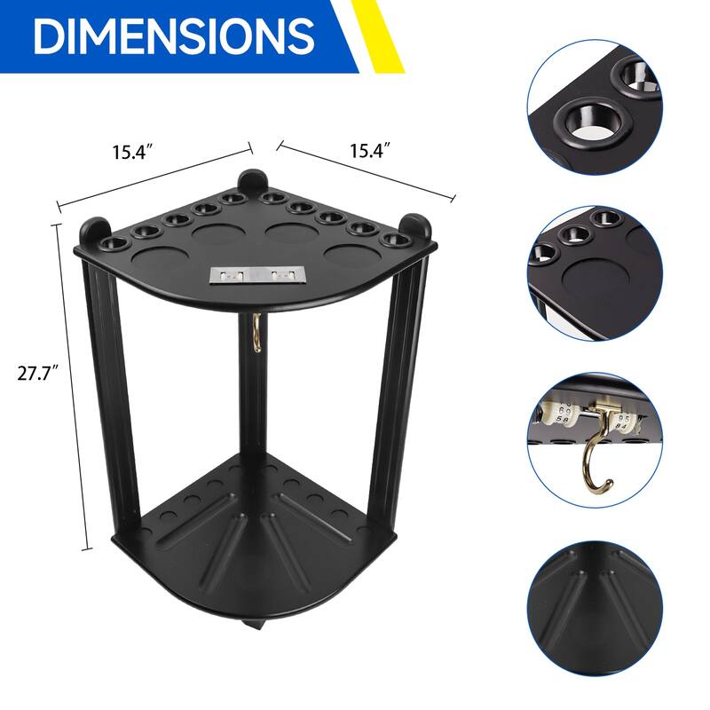 GSE™ 10-Pool Cue Wooden Corner-Style Billiard Pool Cue Rack. Floor Stand Pool Cue Stick Holder