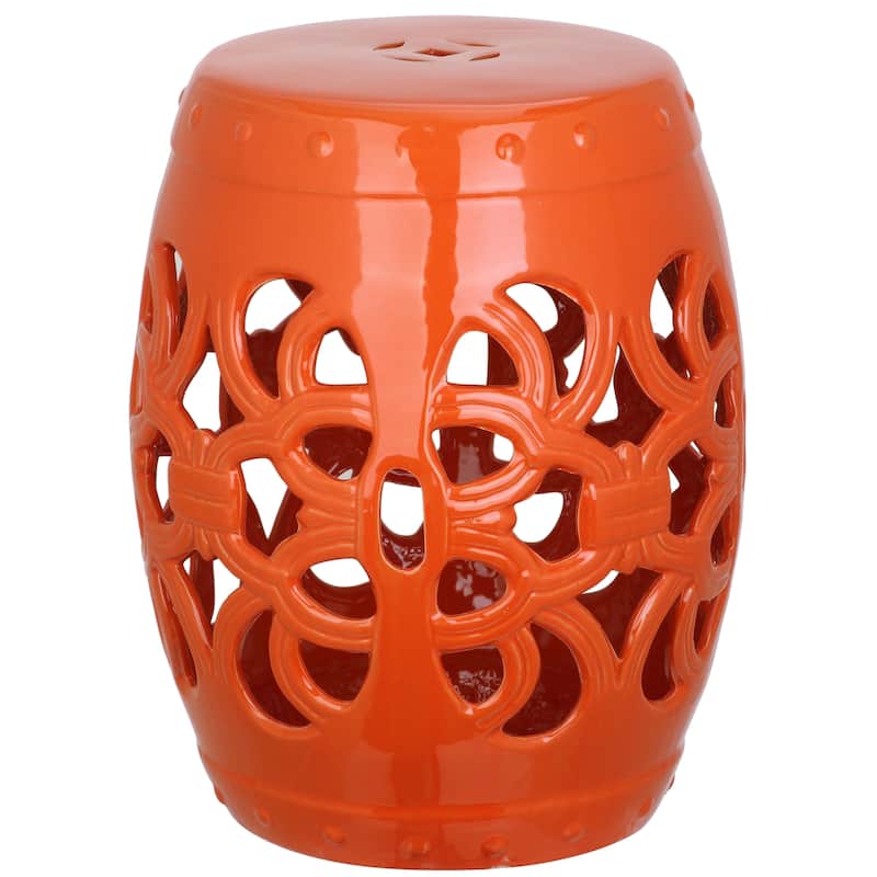 SAFAVIEH Dojna Vine White Ceramic Decorative Garden Stool