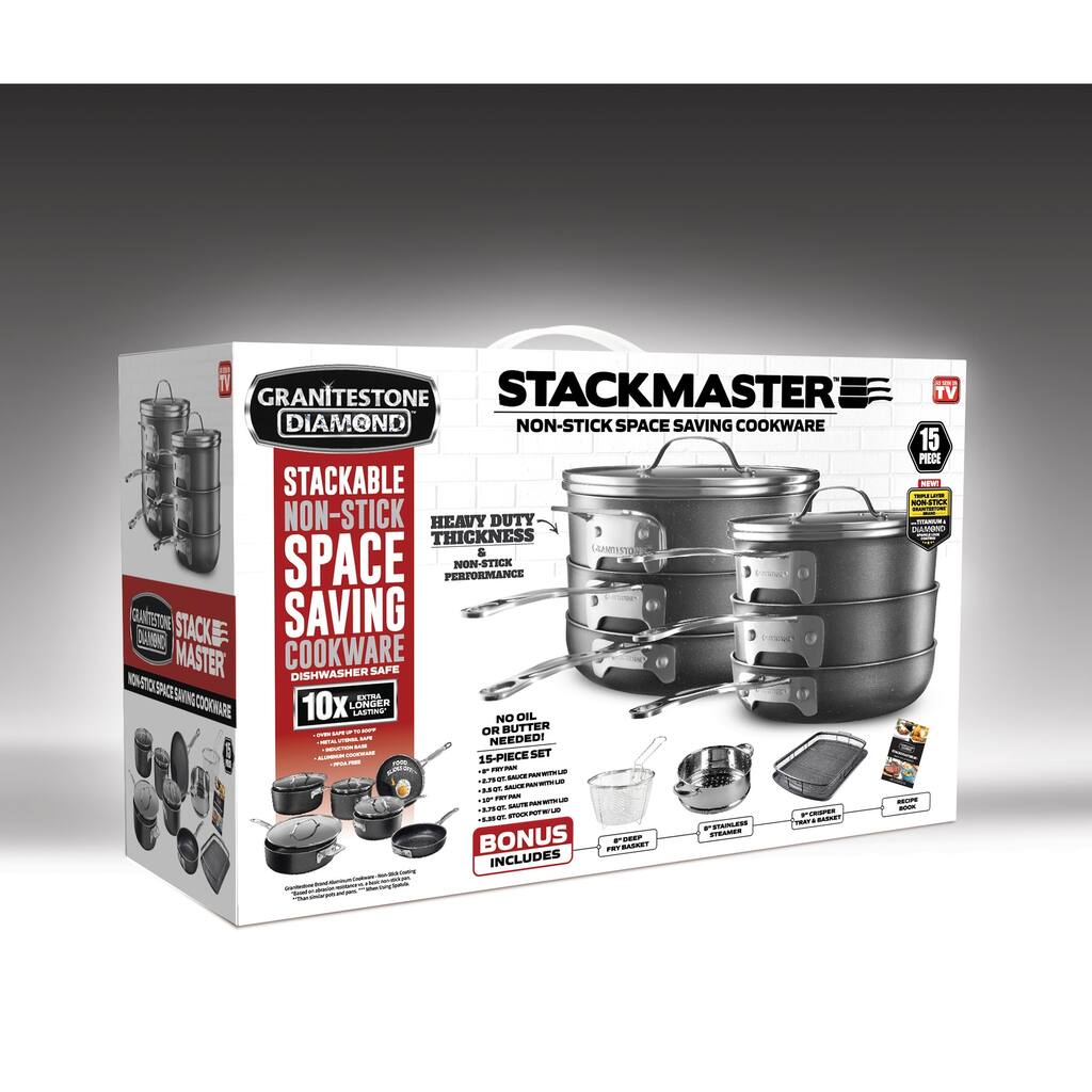 Granitestone Diamond Stackmaster Non Stick 15pc Cookware Set