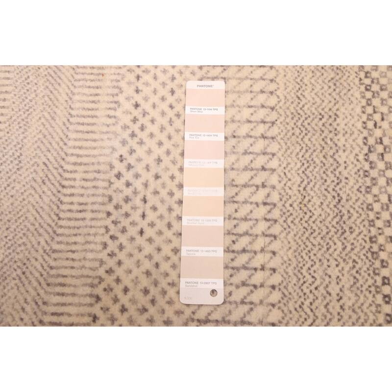 ECARPETGALLERY Hand-knotted Finest Silk Shadow Ivory Wool Rug - 2'6 x 11'10