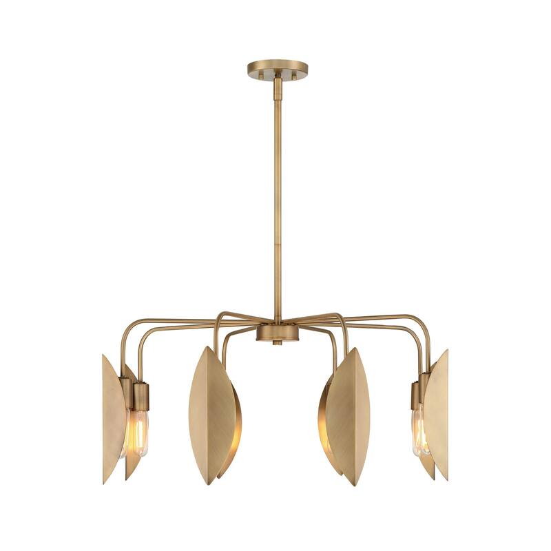 Eden 30 in. 8-Light Old Satin Brass Modern Chandelier with Metal Shades