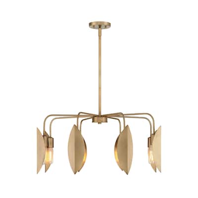 Eden 30 in. 8-Light Old Satin Brass Modern Chandelier with Metal Shades