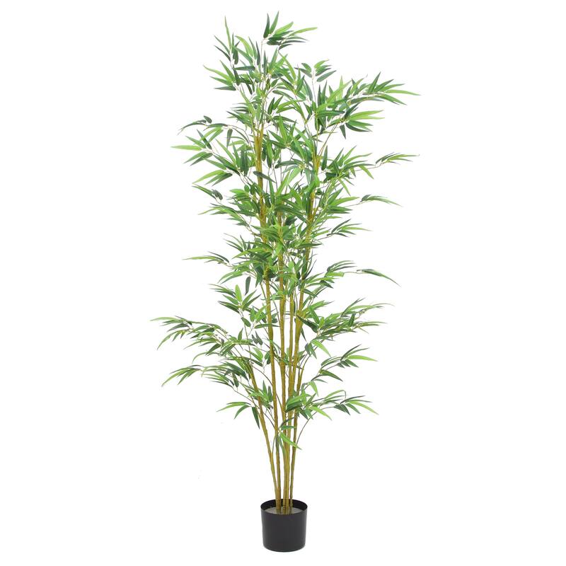 The Mod Greenhouse 60" Artificial Real Touch Bamboo Tree in Black Matte Planter's Pot - 72