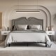 preview thumbnail 1 of 18, CraftPorch Modern Linen Nailhead Curvaceous Upholstered Bed