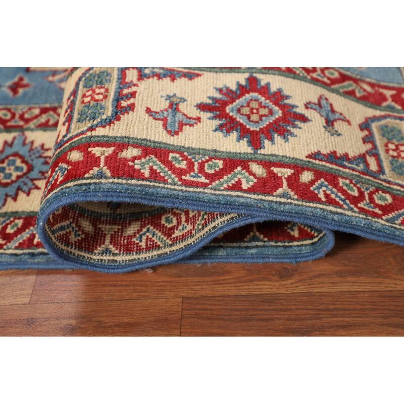 Light Blue Kazak Rug Handmade Oriental Wool Carpet - 5'0" x 7'4"