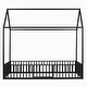 preview thumbnail 14 of 12, Twin Size Metal House-Shaped Bed with Fence and Door , Classic Design, Distressed Finish, and Imaginative Play Space