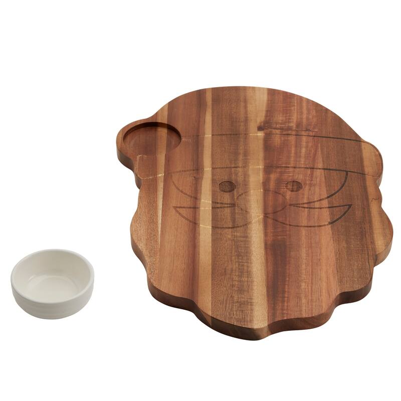 Tabletops Gallery Set of 2 Santa Acacia Wood Serving Board with Ceramic Bowl