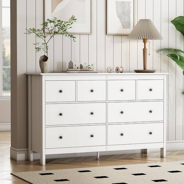50 inch dresser Qeetex Farmhouse Tall Dresser for Bedroom with 7 Drawers 50 inch Tall Large Wood Chest of Drawers with Jewelry Storage for Bedroom Living Room Hallway Dark Oak in the Dressers department at