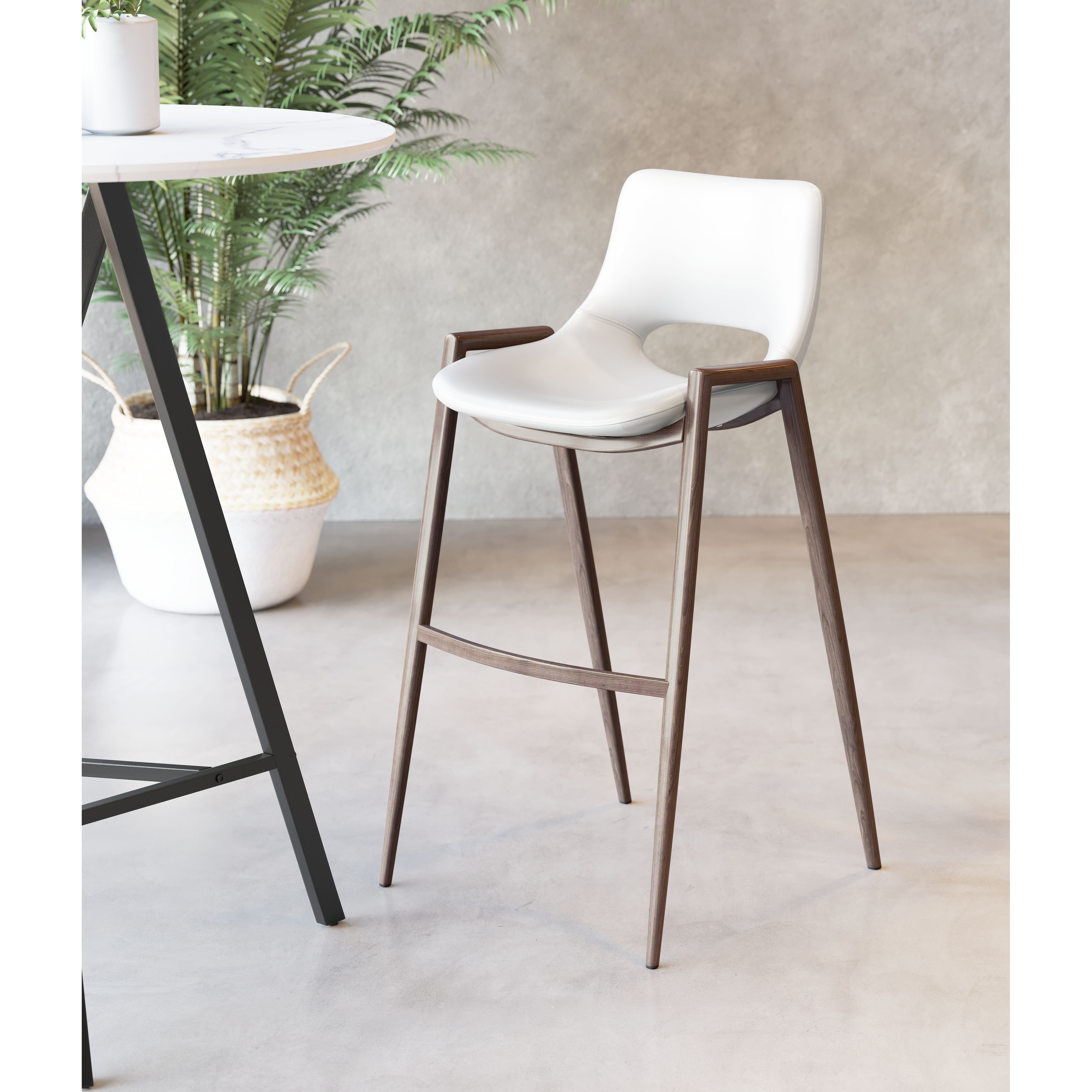 Britley Bay Bar Chair (Set of 2) White & Walnut