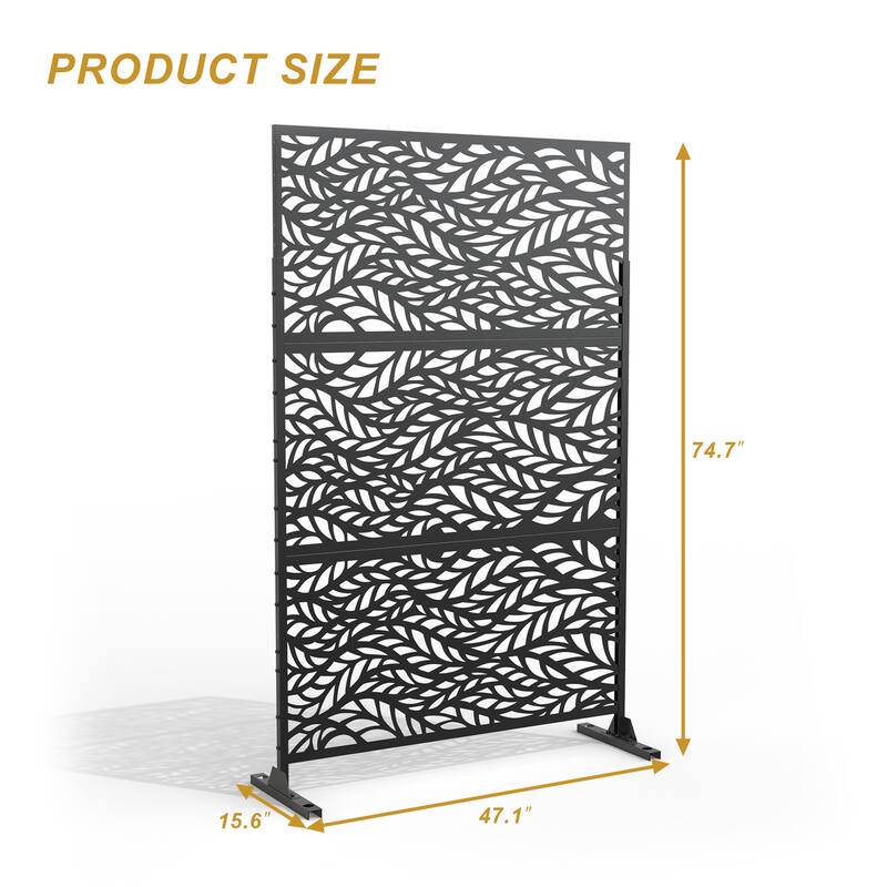 Free Standing Metal Privacy Screen Panel Decorative Outdoor Privacy Screen - 72"H x 47"W