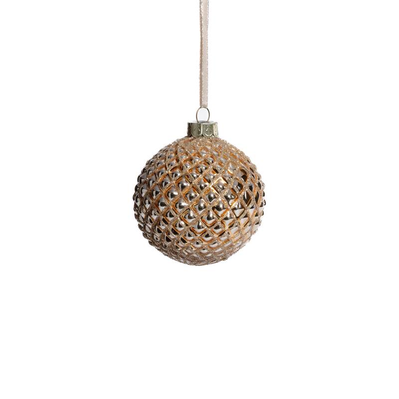 Metallic Matte Glass Ball Christmas Ornaments, Set of 6, 3.25" - Gold