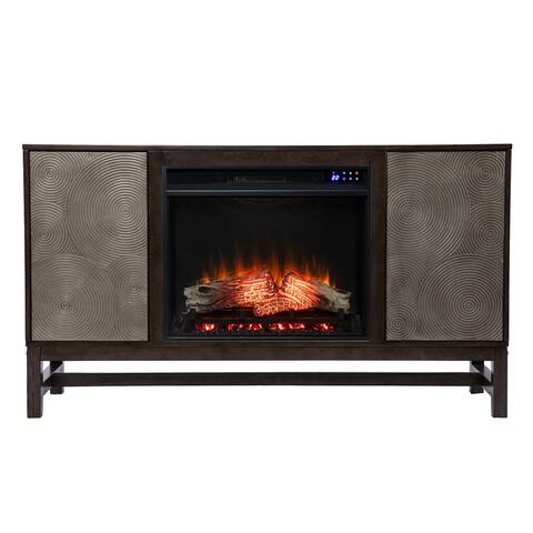 54.25" Gray Lannington Electric with Media Storage Fireplace