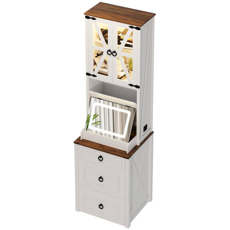 Makeup Vanity with Led Light and Hidden Storage