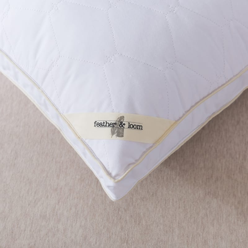Feather and Loom Cotton Quilted Nano Feather Pillow - White