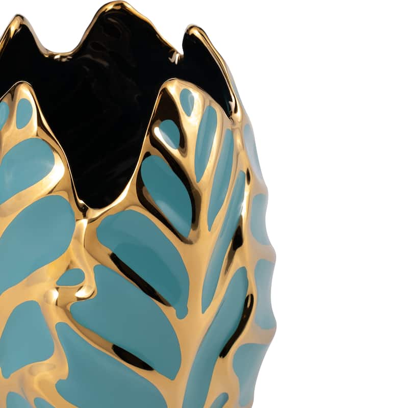Sagebrook Home Leaf Ceramic Accent Vase