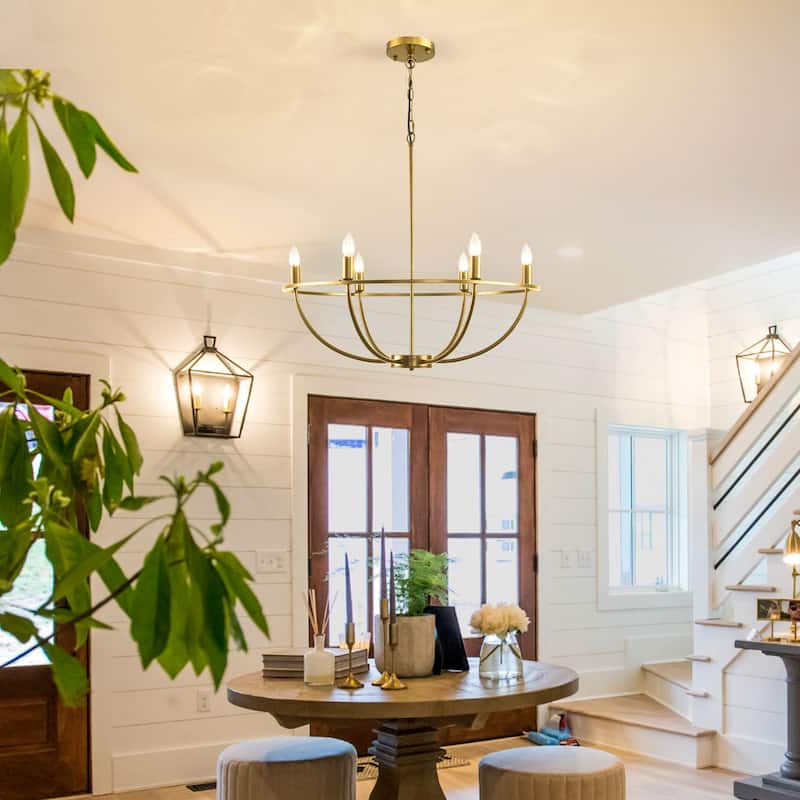 6-Lights ​Curved Arms Wagon Wheel Chandeliers