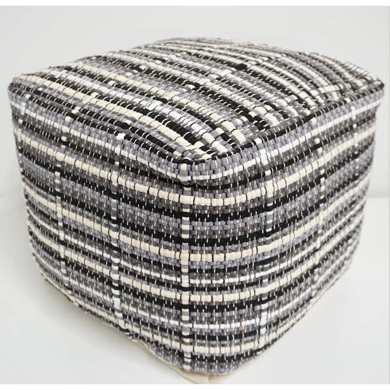 Home&Manor Wool Cotton Ravenna Pouf