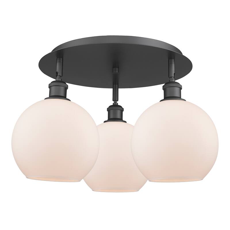 Innovations Lighting Athens - 3 Light 20" Flush Mount - Matte White/Matte Black