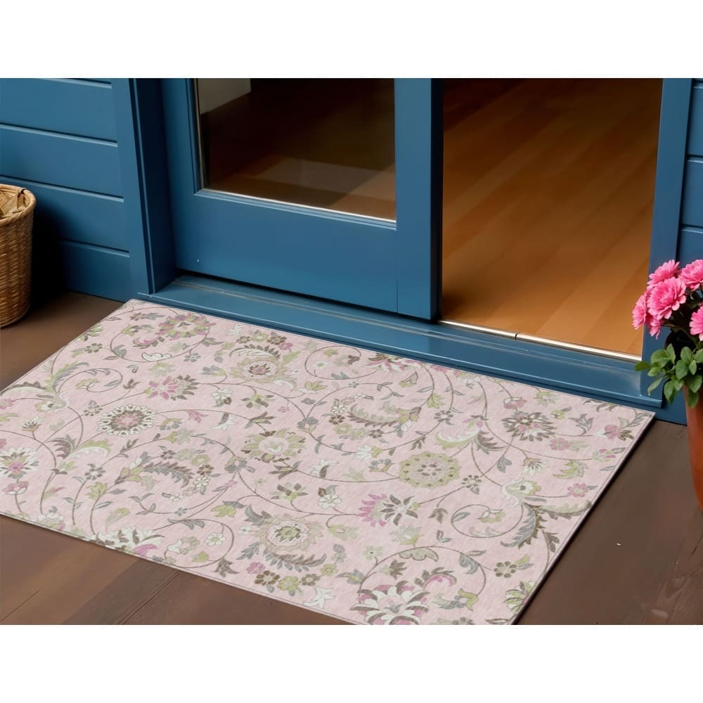HomeRoots Floral Transitional Rectangle Outdoor Rug