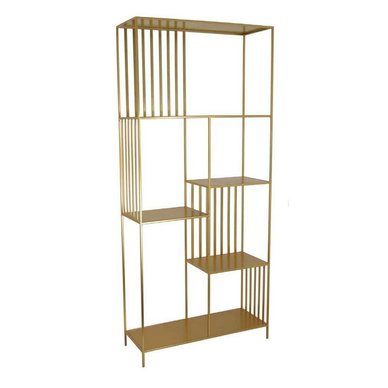 Tandum Plant Display Stand, Gold Metal 6 Shelves, Modern 71 Inch