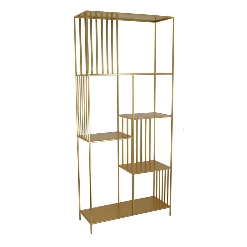 Tandum Plant Display Stand, Gold Metal 6 Shelves, Modern 71 Inch