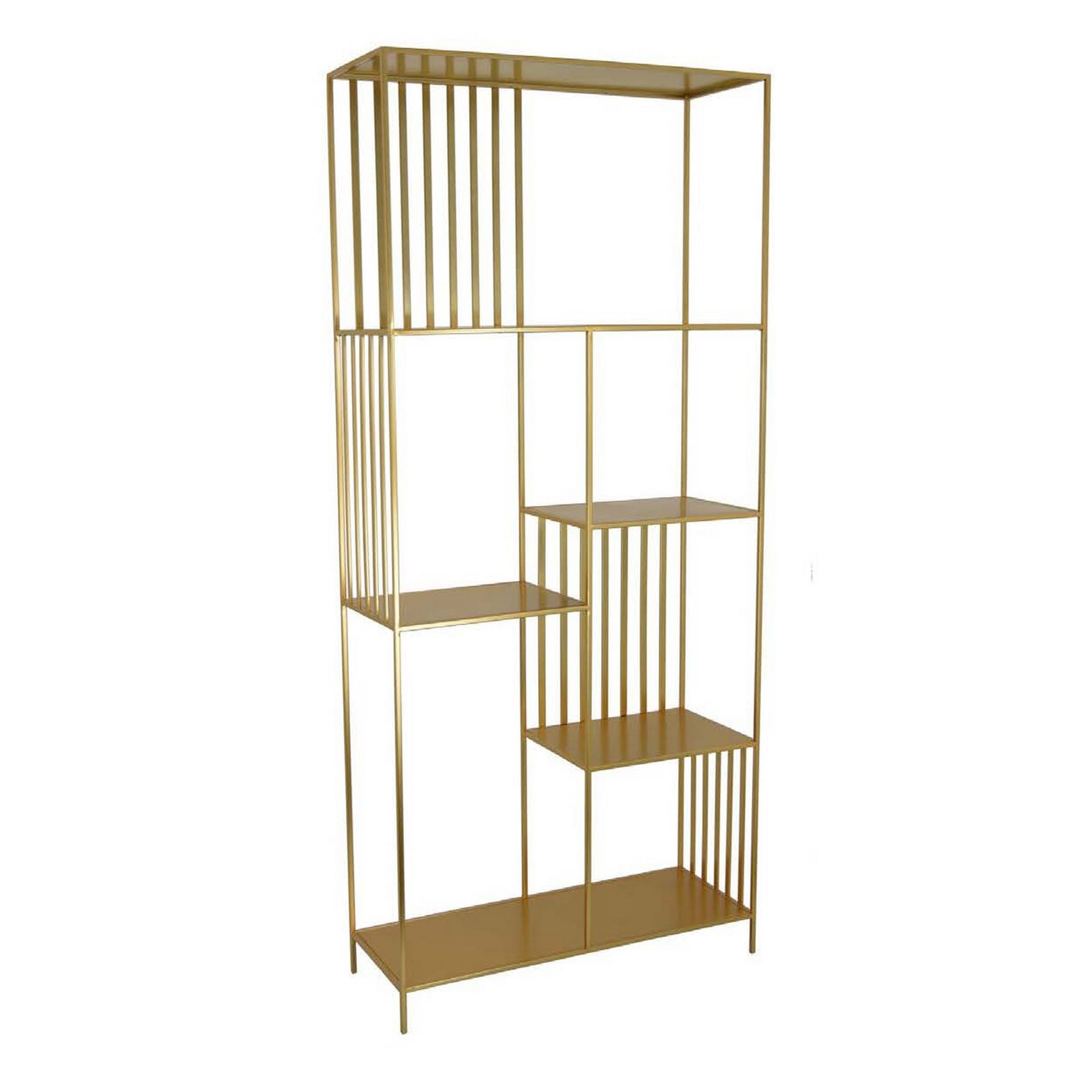 Tandum Plant Display Stand, Gold Metal 6 Shelves, Modern 71 Inch