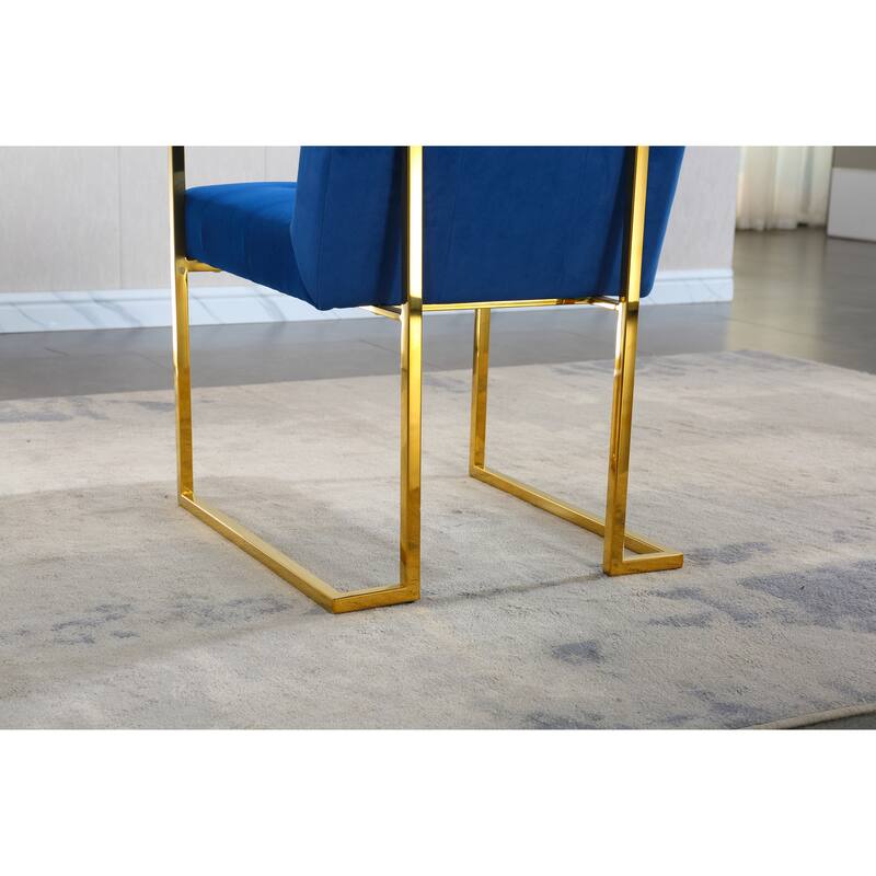 Modern Velvet Kitchen Dining Chair with Cushion, Backrest, Stainless Steel Legs for Dining Room Kitchen Living Room Bedroom