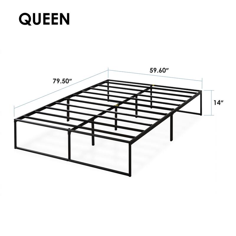 14 Inch Metal Platform Bed Frame with Steel Slats