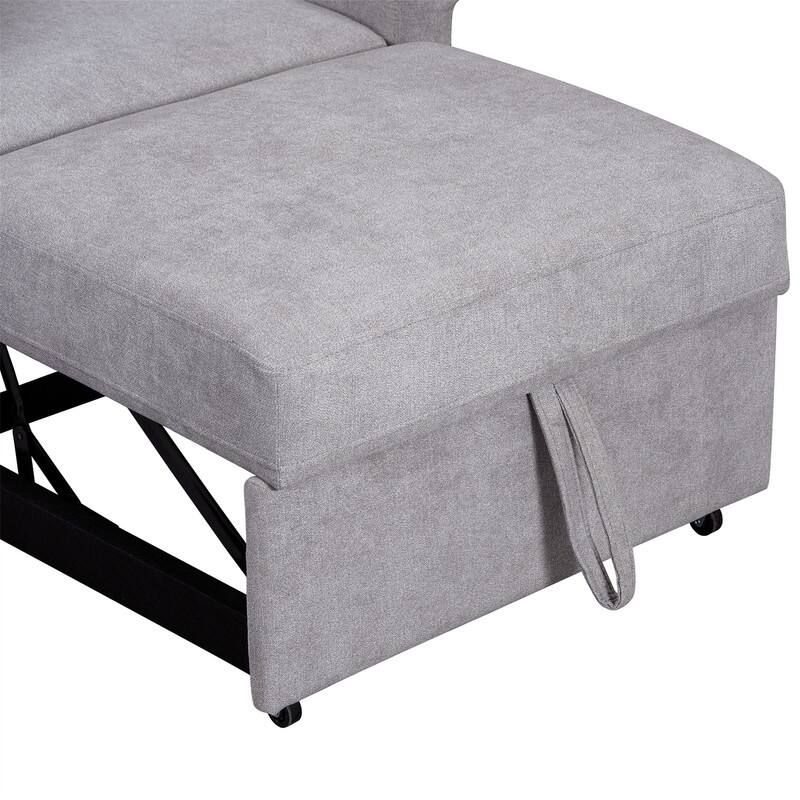 3-in-1 Convertible Sleeper Chair with Adjustable Backrest, Chenille Chair Bed Single Lounger Chair for Living Room