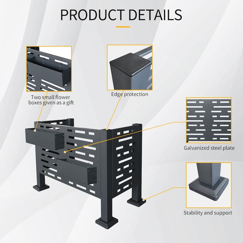 GDF Studio - Elstone Outdoor Metal Privacy Fence Cover for AC with Galvanized Steel Panels