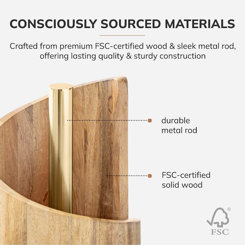 Jani Paper Towel Holder Countertop with Mango Wood Round Base and Iron Holder