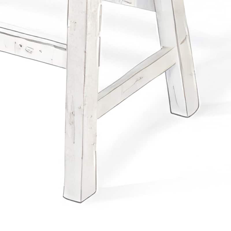 Rena Bar Height Bench | Trestle Legs with Footrests | 33" Wide Rustic White Sand Mahogany Wood