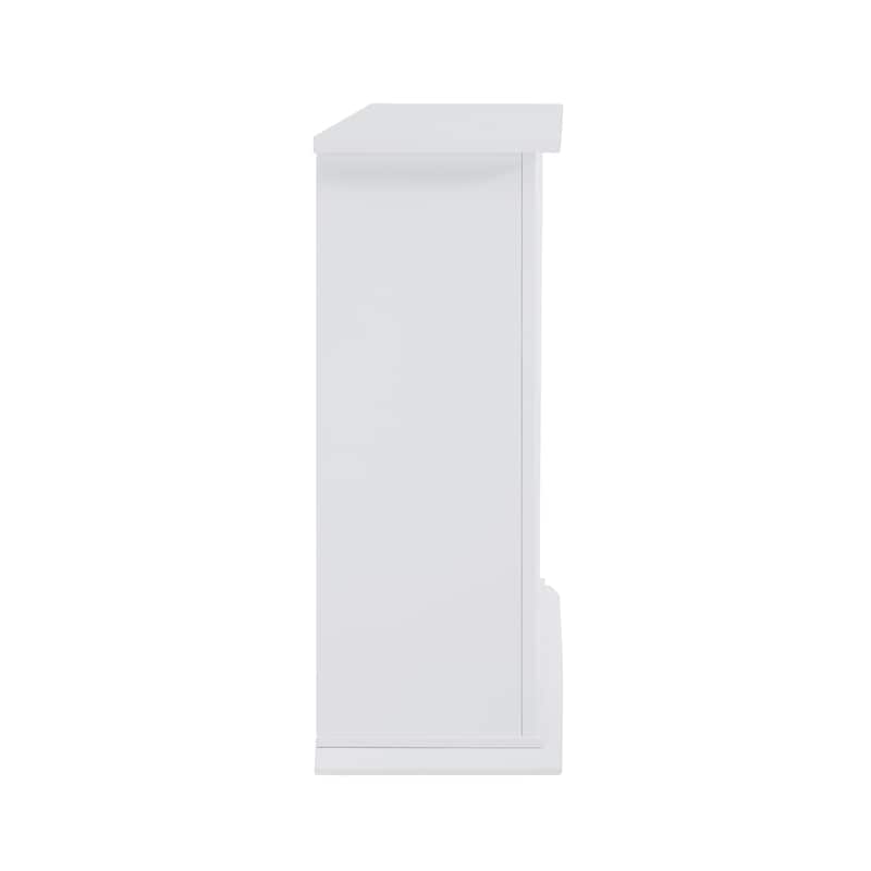 SEI Furniture Heidi Contemporary Electric Fireplace with Chevron Design White Marble Mantel