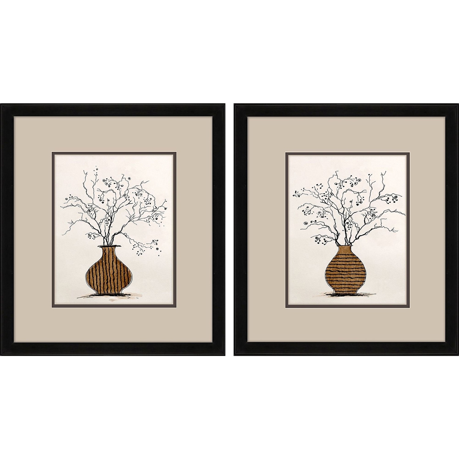 Black Branches S/2 Framed Art Under Glass