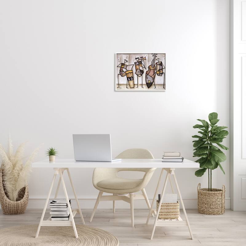 Stupell Musical Trio Abstract Modern Painting Black Framed Wall Art, Design By Artist Eric Waugh - Brown