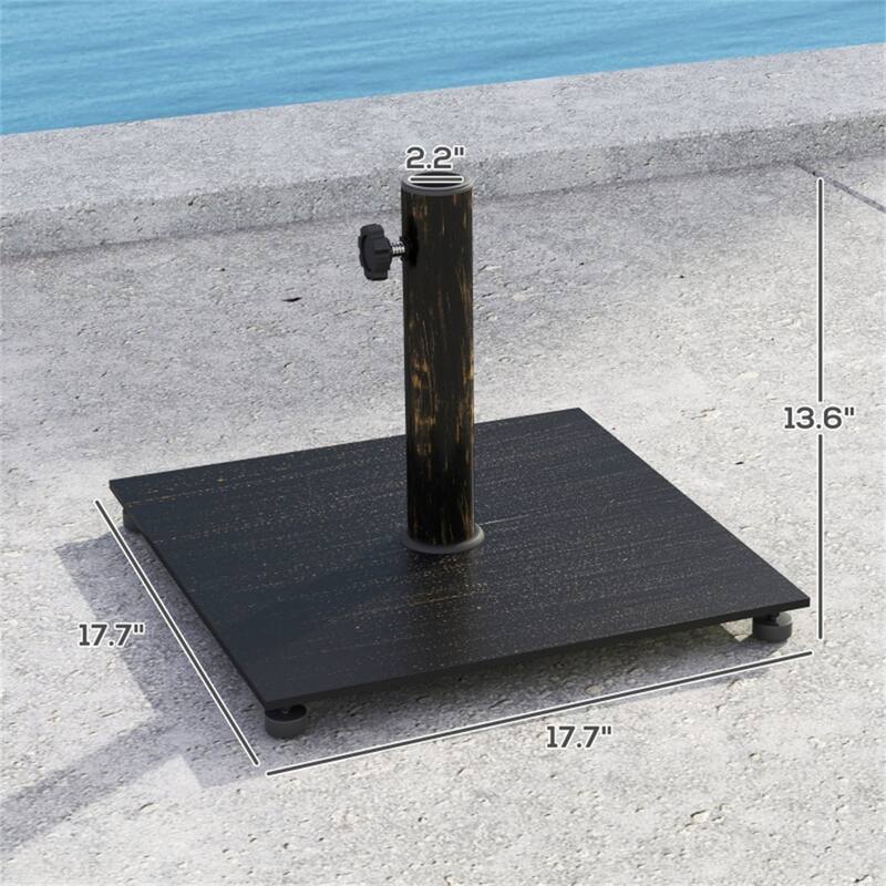 Bronze Metal Outdoor Umbrella Base Stand 29 lbs Weather-Resistant with Adjustable Pads for Garden Deck Poolside Parasol